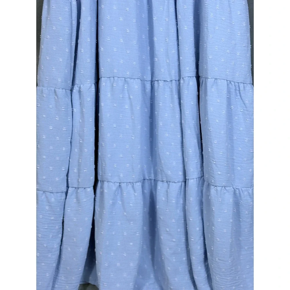 Womens Maxi Dress Blue Smocked Puff Sleeves Tiered Dress Cottagecore S NWT - Picture 14 of 16